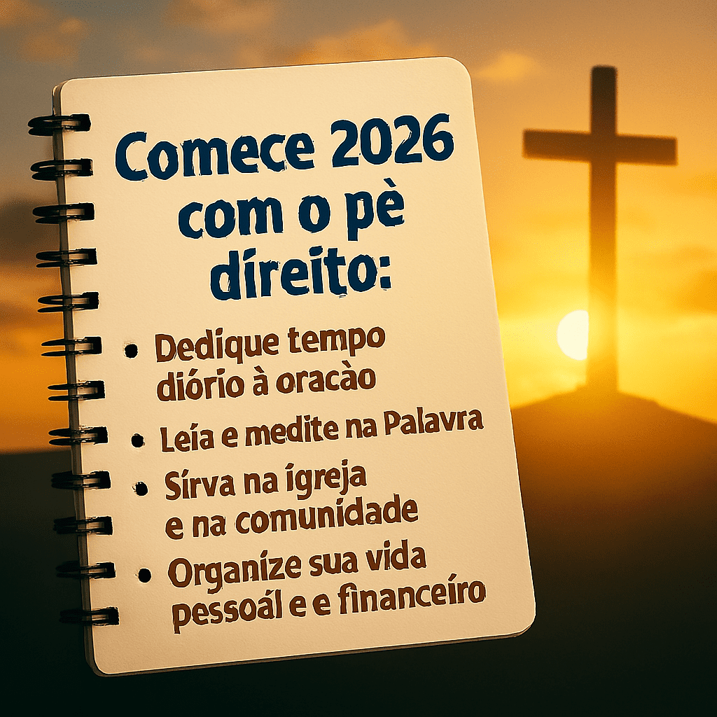 Representação visual de um novo começo em 2026, simbolizando a renovação espiritual e o estabelecimento de metas com fé e propósito. Um versículo de ano novo 2026 pode guiar este avivamento.