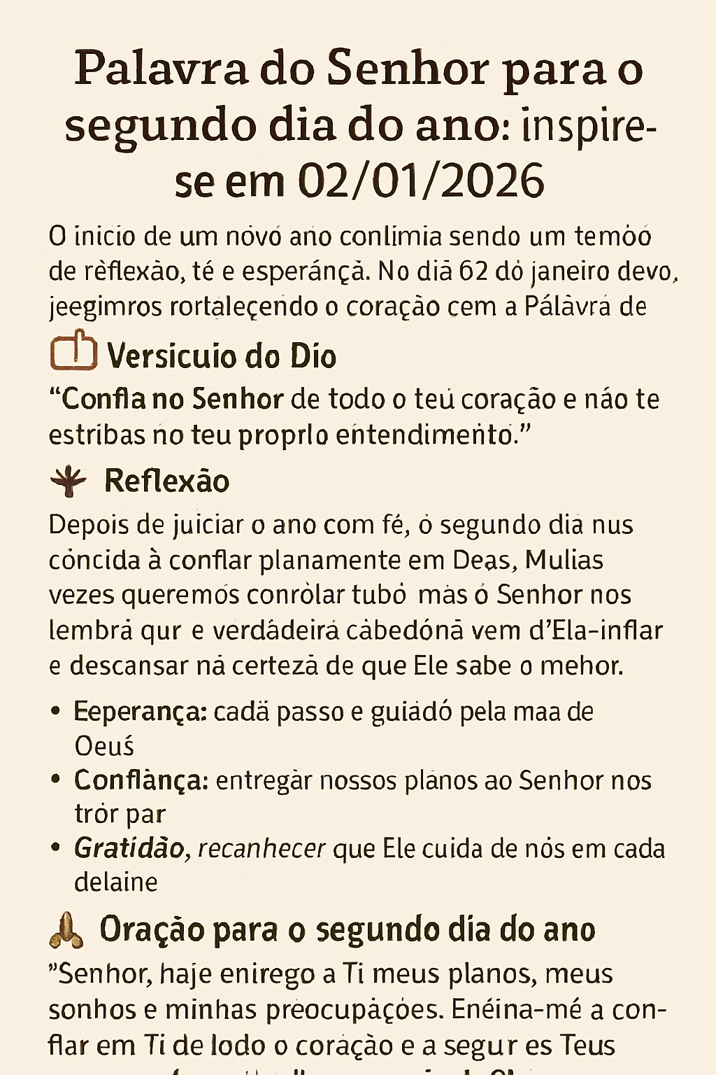 Bíblia aberta, simbolizando a Palavra de Deus e a fé para o dia 02/01/2026. Inspiração para avivamento e renovação espiritual, fortalecendo a confiança no Senhor.