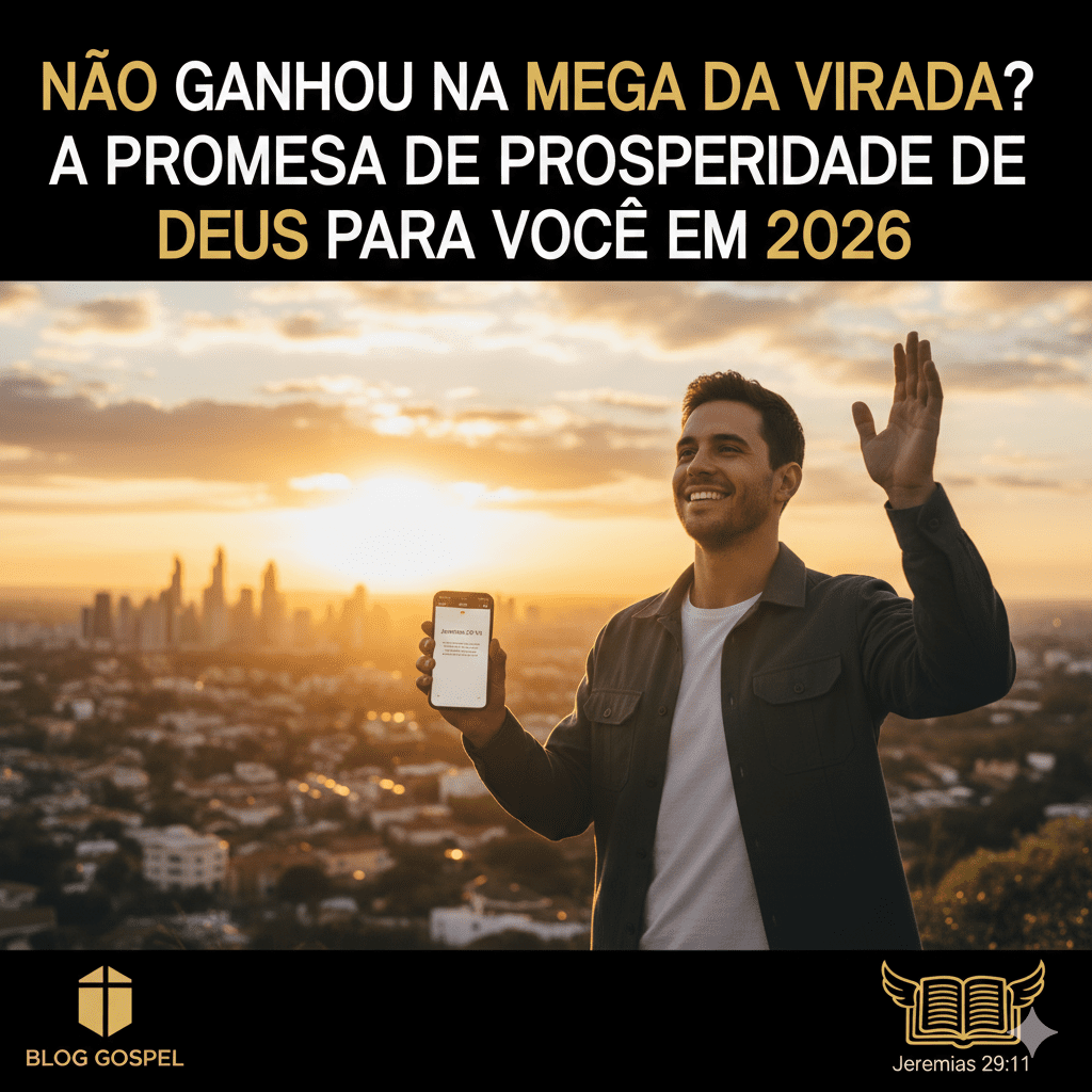 Imagem conceitual da promessa de prosperidade de Deus para 2026, destacando o plano divino e a esperança. Representa a fé em um ano de renovação espiritual, com uma palavra de avivamento na bíblia, além da sorte da Mega da Virada.
