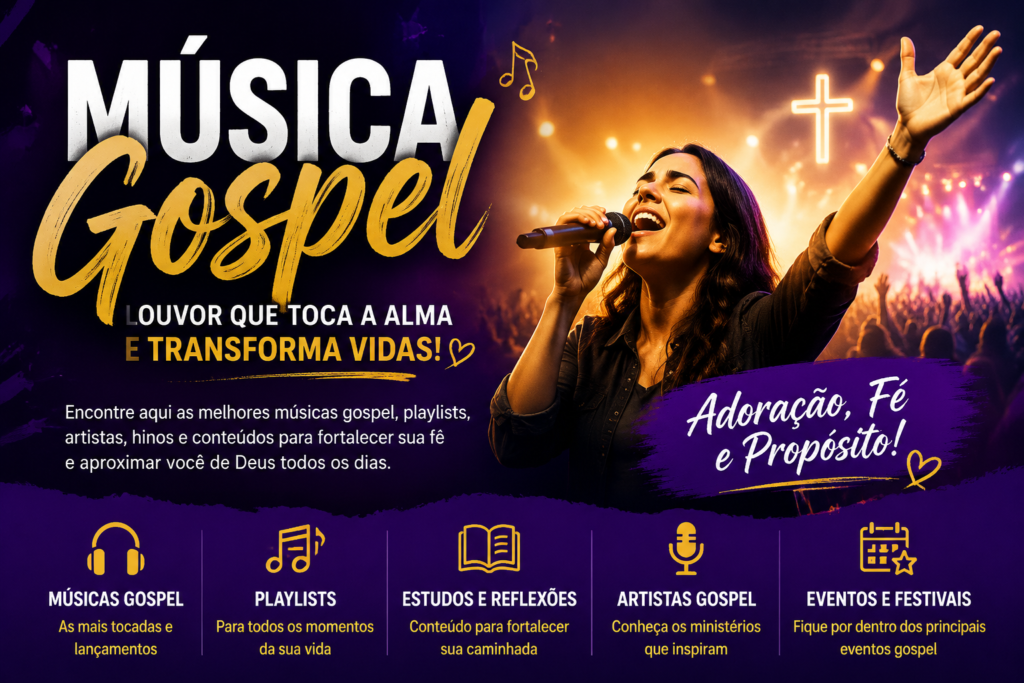 Cantores de música gospel em performance, transmitindo louvores e canções que fortalecem a fé e promovem avivamento espiritual.